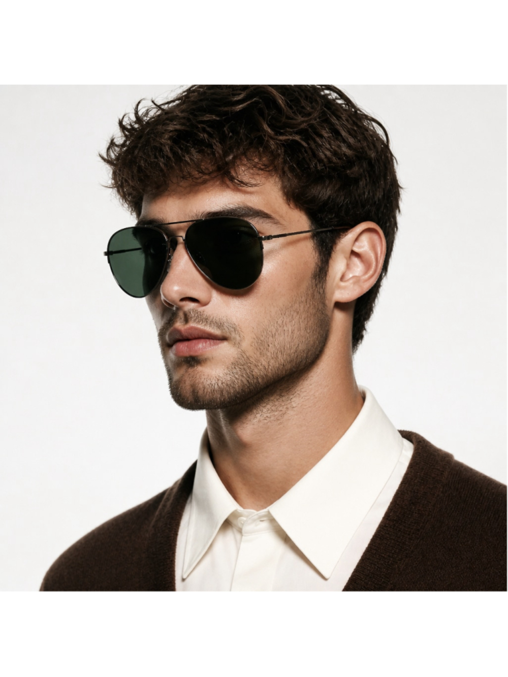 Men's Roots Aviator Sunglasses, One Size, Black and Green